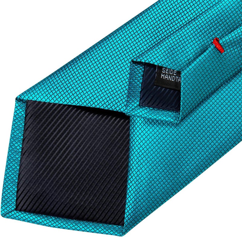 DiBanGu Mens Solid Color Tie and Pocket Square Set Woven Silk Plain Necktie & Handkerchief for Men Wedding Party Formal - Image 3